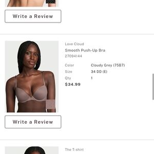 Victoria Secret 34dd Smooth Push-Up Bra in Cloudy Grey